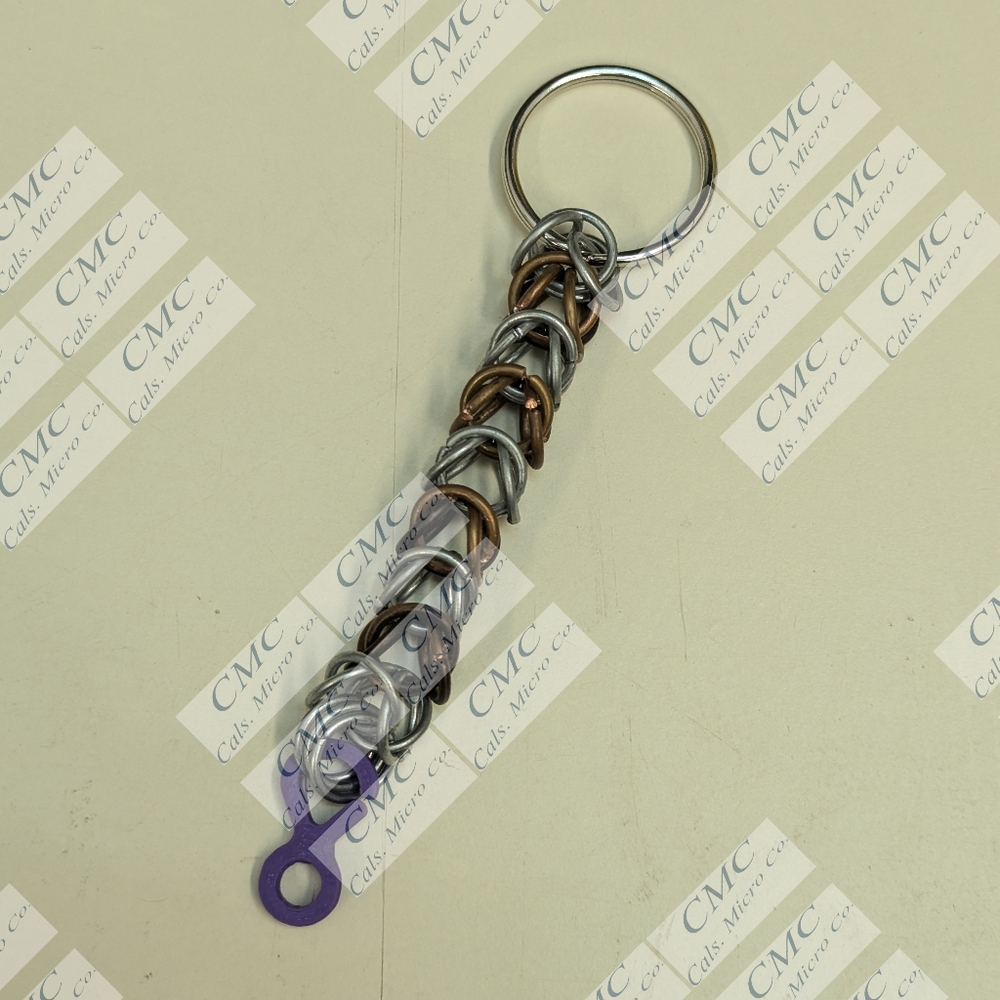 Chainmail Persian braid key chain steel and copper